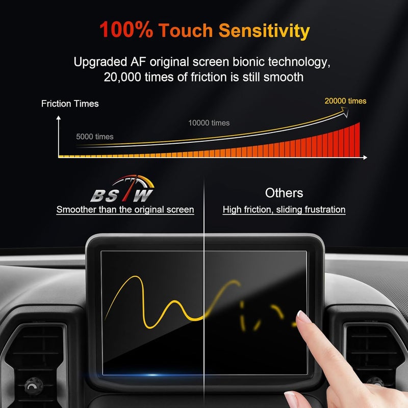 BSTW Bronco Screen Protector 8 In for 2021-2024 Ford Bronco/Bronco Sport Base/Big Bend/Outer Banks/Badlands SYNC 3 8-In Touchscreen Anti-Scratch Tempered Glass Protective Film (Bronco Sport 8-In HD) - Image 5